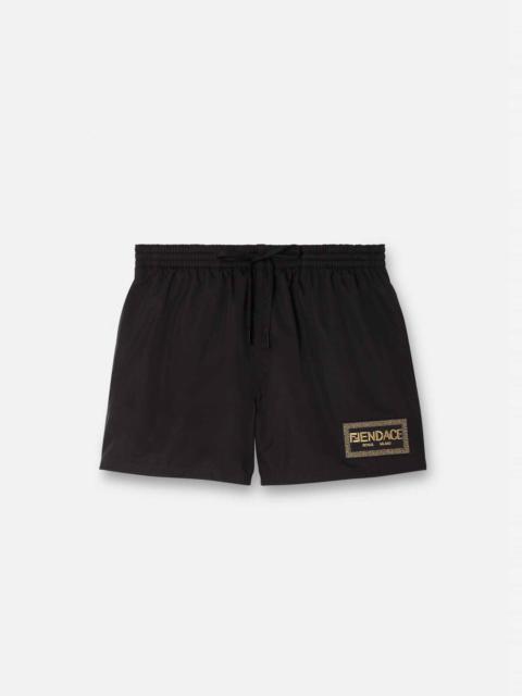 Fendace Logo Mid-Length Swim Shorts