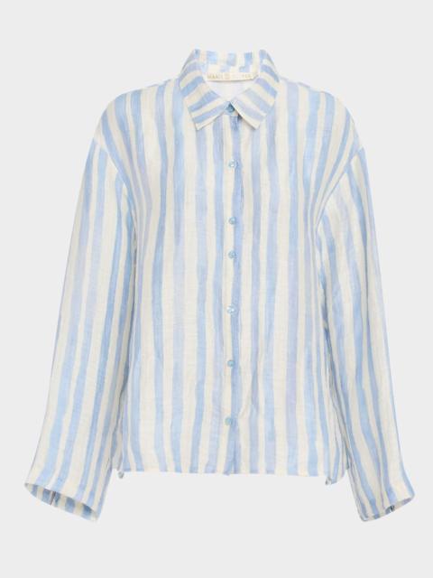 MARIE OLIVER Nico Oversized Striped Beach Shirt