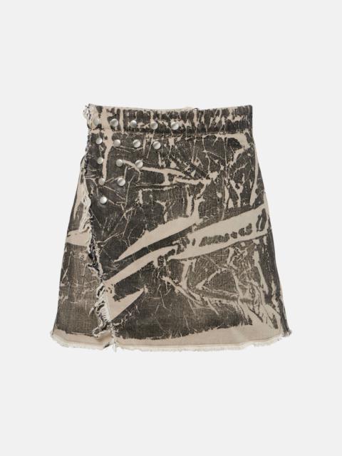 Rick Owens Sisysnap distressed denim miniskirt
