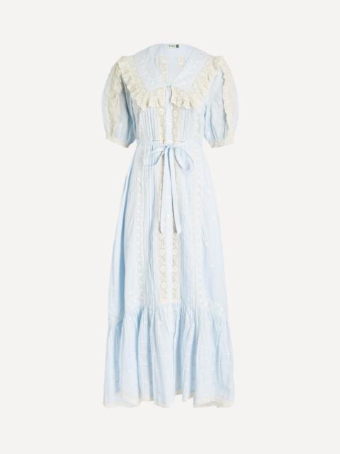 RIXO Edina Embroidered Cotton Midi Dress