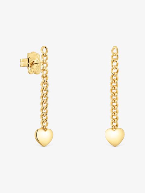 TOUS Long 18K gold vermeil heart Earrings Bold Motif