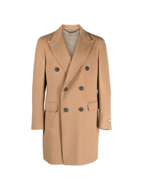 Canali logo-patch double-breasted coat