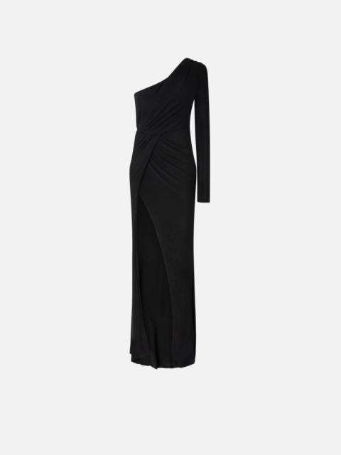 ELEGANT METALLIC JERSEY DRESS WITH DRAPING