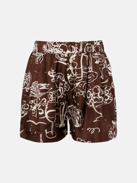 ASCENO Zurich printed silk twill shorts