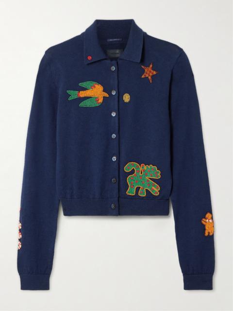 MOTHER The Racquet Bead-embellished Wool Cardigan