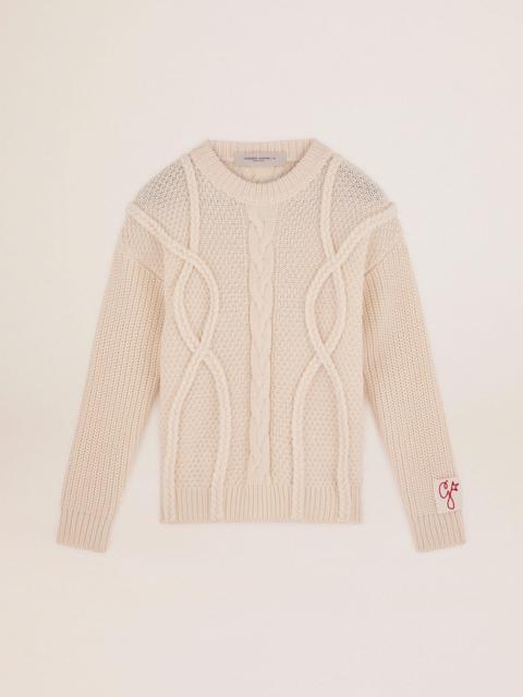 Golden Goose Men's round-neck sweater in wool with braided motif