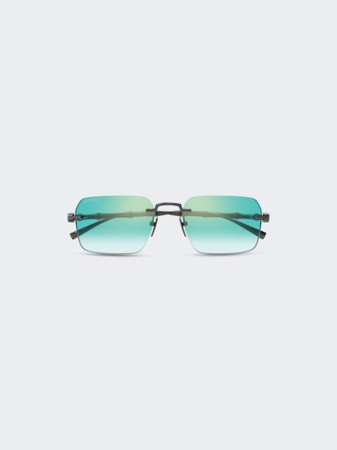 GUCCI Frameless Rectangular Sunglasses Ruthenium