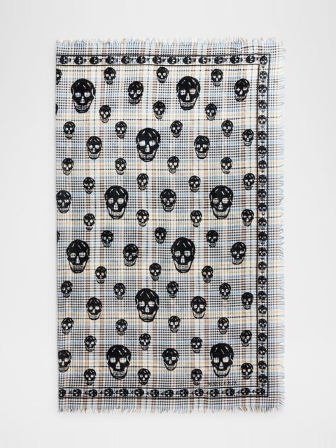 Alexander McQueen Men's Wool Skull and Summer Check Scarf