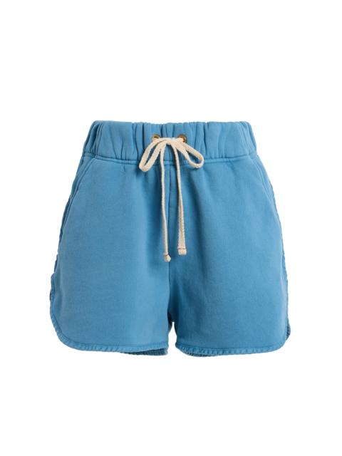LES TIEN Exclusive Serena Scallop Cotton Mini Shorts blue