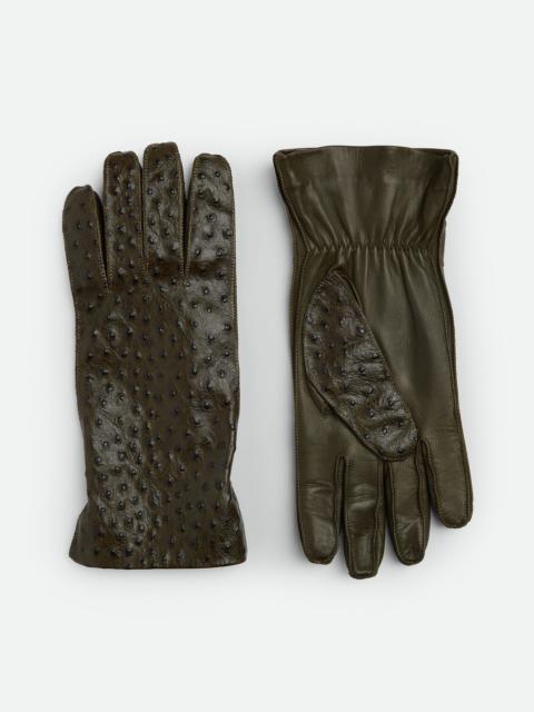 Bottega Veneta Ostrich-Effect Leather Gloves