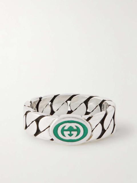 GUCCI Sterling Silver and Enamel Ring