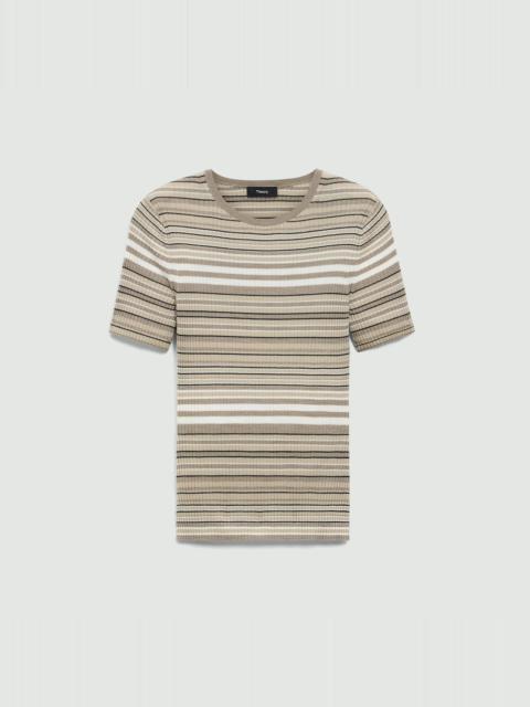 Theory Ribbed Short-Sleeve Sweater in Regal Wool