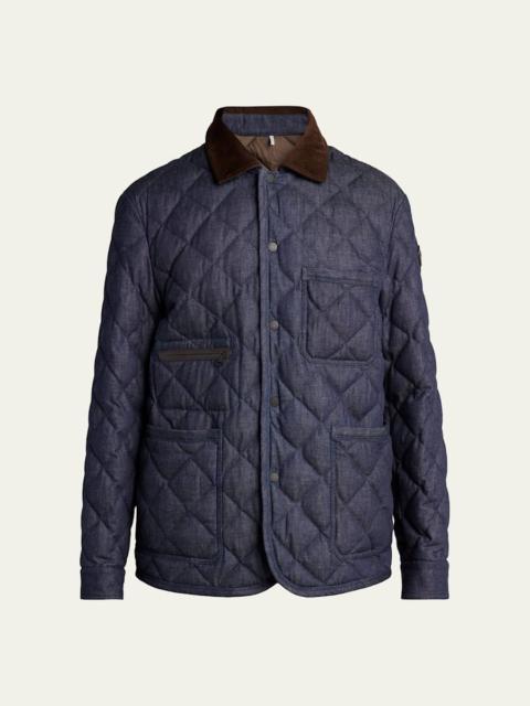Moncler Grenoble Men's Cotton & Leather Quilted Jacket