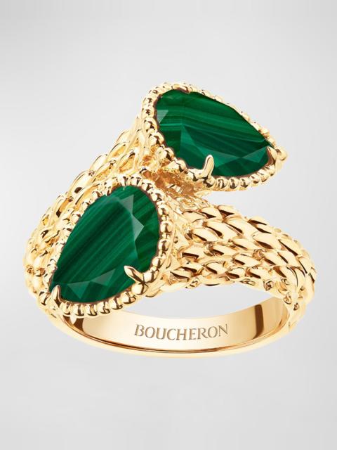 Boucheron Serpent Boheme 18K Yellow Gold Malachite 2-Motif Ring