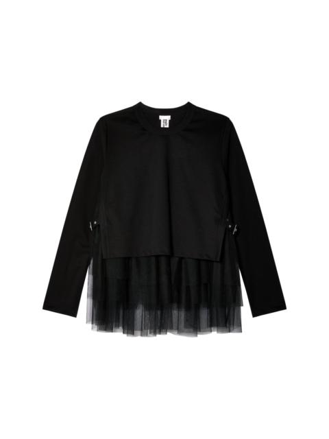 tulle-layer cotton T-shirt