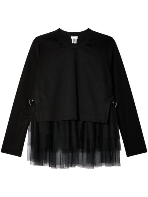 Noir Kei Ninomiya tulle-layer cotton T-shirt