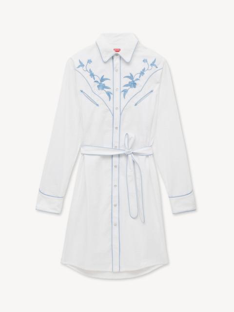 KENZO 'KENZO Wildflower' cowboy shirt dress in seersucker cotton