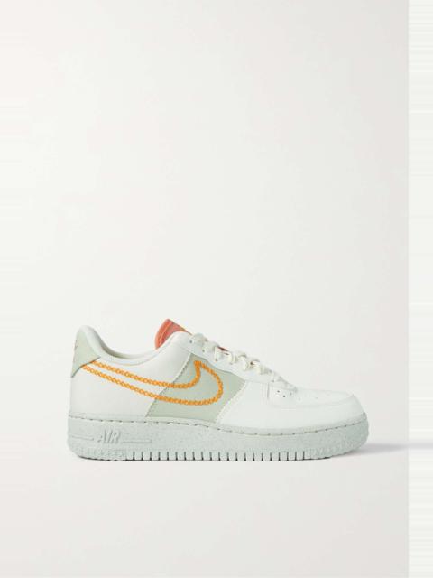 Nike Air Force 1 '07 embroidered faux suede, leather and canvas sneakers