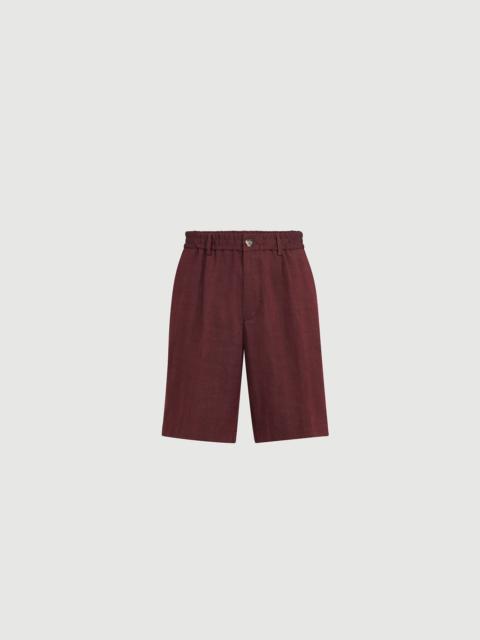 Brunello Cucinelli Linen and virgin wool chevron Bermuda shorts