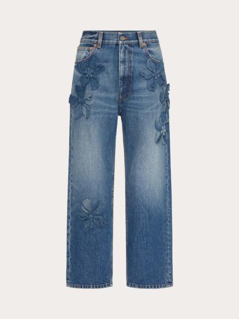 Valentino EMBROIDERED MEDIUM BLUE DENIM PANTS