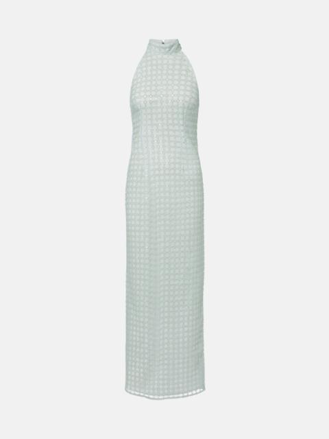 ROTATE sequined mesh halterneck gown