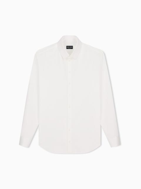 GIORGIO ARMANI REGULAR FIT SHIRT IN COTTON TWILL WITH EXPOSED BUTTONS