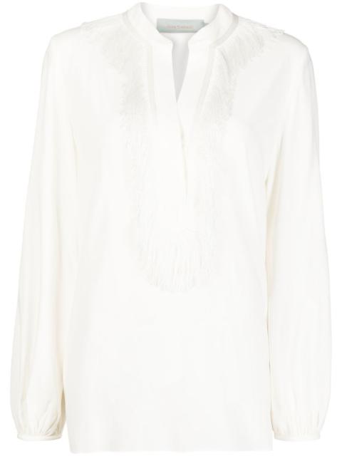 SILVIA TCHERASSI frayed-edge V-neck blouse
