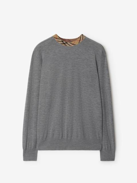 Burberry Check Trim Wool Sweater