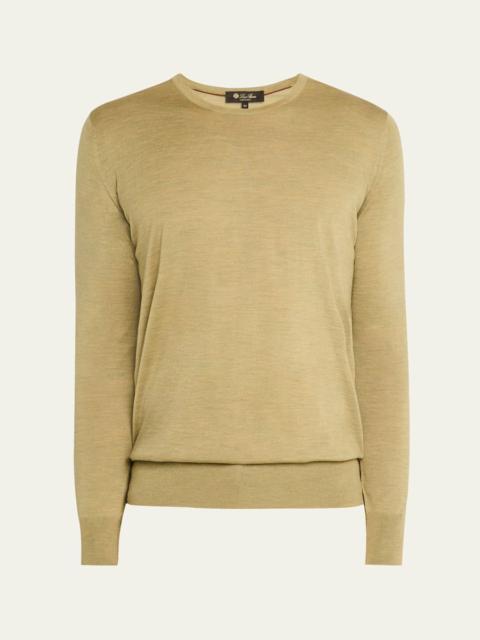 Loro Piana Men's Girocollo Wool Crewneck Sweater