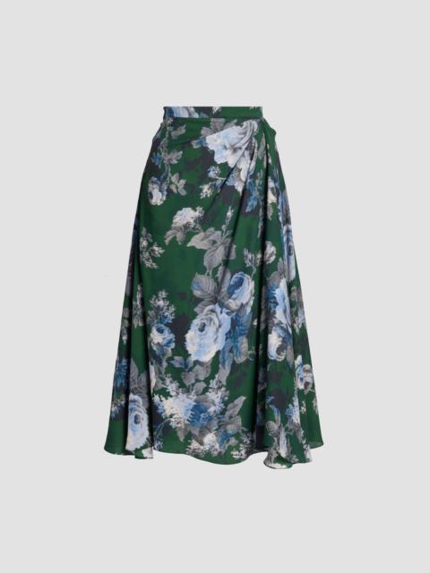 Erdem FLORAL CREPE DRAPED SKIRT