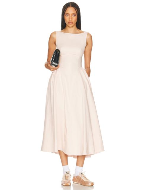 HELSA Stretch Cotton Sateen Midi Dress