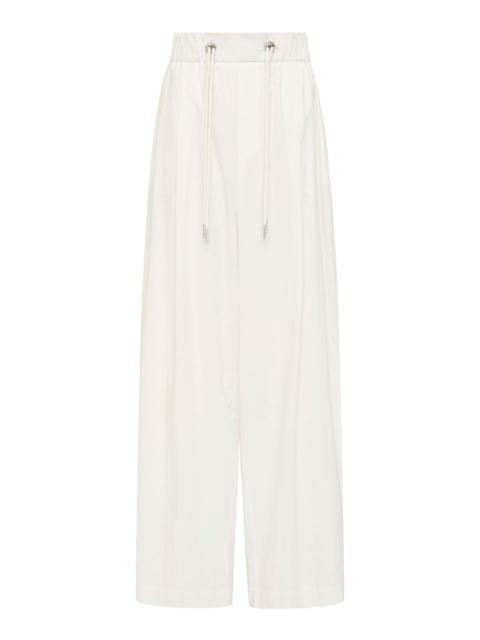 Relaxed Drawstring Cotton Pants white