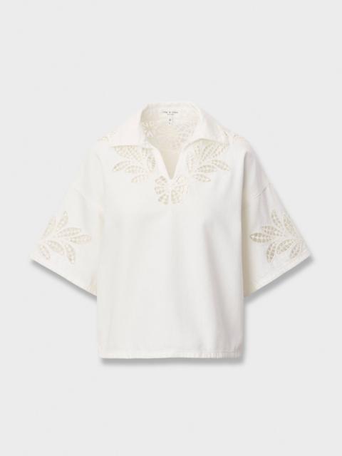 rag & bone Lucy Floral Cutout Denim Shirt Ultra Featherweight Denim