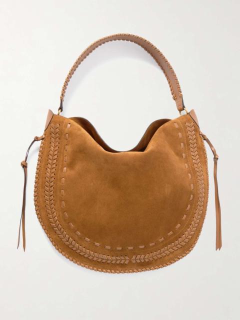 Isabel Marant Oskan leather-trimmed whipstitched suede tote Tan