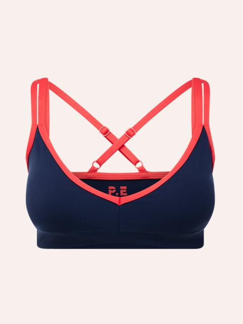 P.E NATION PARAMOUNT SPORTS BRA IN DARK NAVY & COLLEGE RED