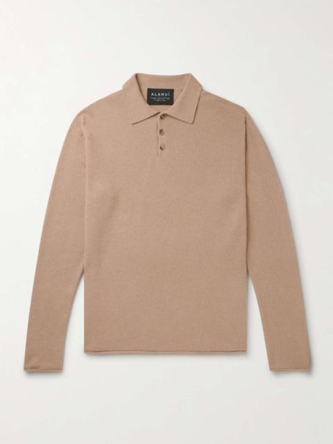 Alanui Ribbed Cashmere and Cotton-Blend Polo Sweater