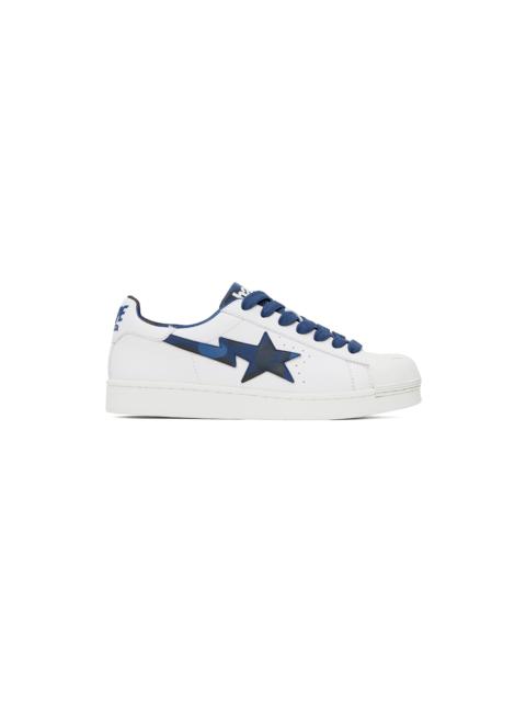 A BATHING APE® White & Navy Skull Sta Sneakers