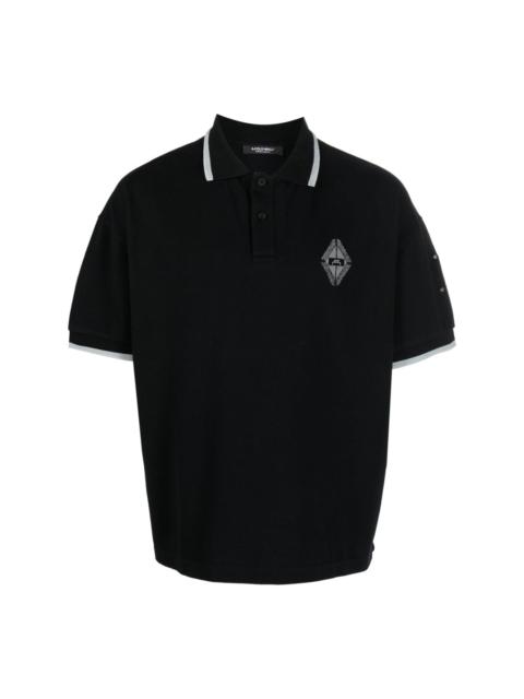 monogram-jacquard stripe-trim polo shirt