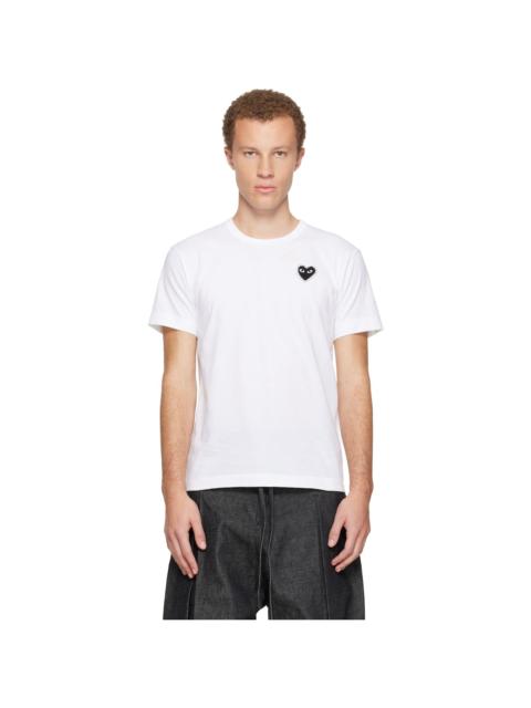 Comme des Garçons PLAY White Rhinestone Emblem Black Heart T-shirt
