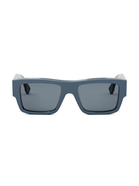 FENDI Men Signature 53MM Rectangular Sunglasses - Dusty Blue Light Blue