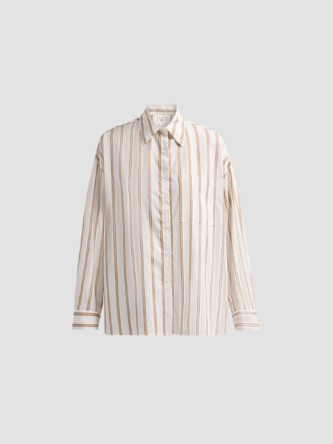 TWP Women's Something Borrowed Stripe Cotton Button-Front Shirt - White Khaki