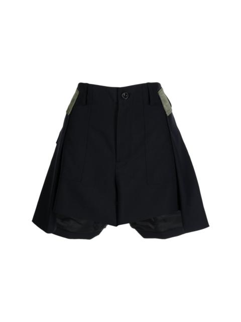 sacai panelled thigh-length shorts