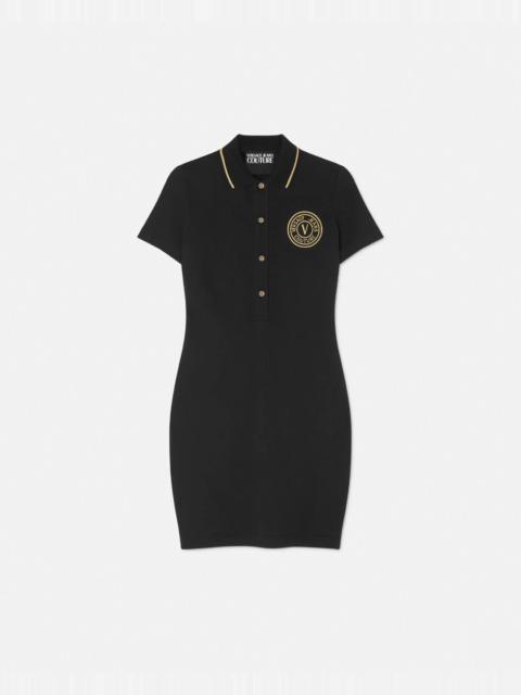 VERSACE JEANS COUTURE V-Emblem Midi Polo Dress