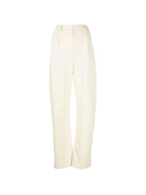 straight-leg cotton-blend trousers