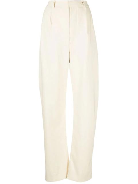 straight-leg cotton-blend trousers