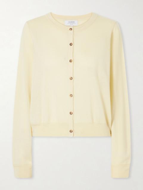 LA LIGNE Ben silk, wool and cashmere-blend cardigan Pastel yellow
