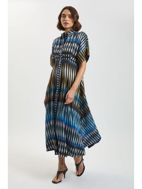 KAREN MILLEN Stripe Collared Woven Midi Dress