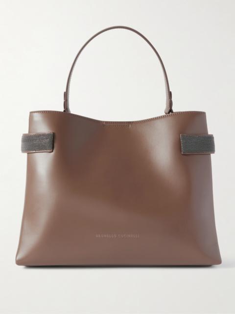 Brunello Cucinelli Bead-embellished Leather Shoulder Bag