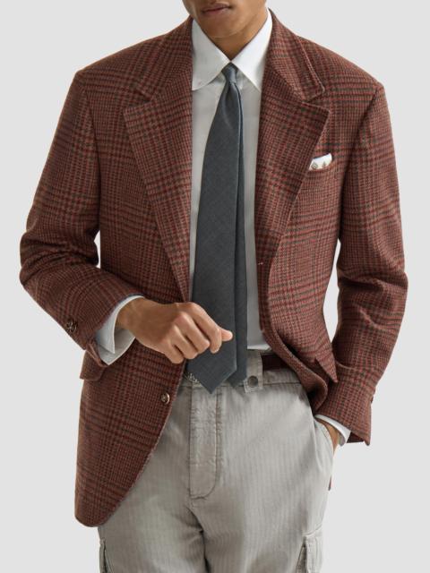 Brunello Cucinelli Men's Cashmere Prince of Wales Cavallo Tailor Blazer - Brown