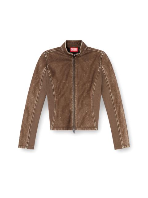 Diesel BIKER JACKET WITH RIB-KNIT INSERTS